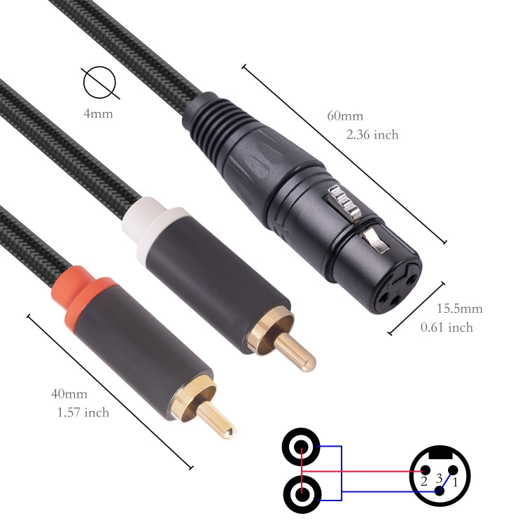Cavo splitter audio XLR femmina a doppio RCA 1-3 metri