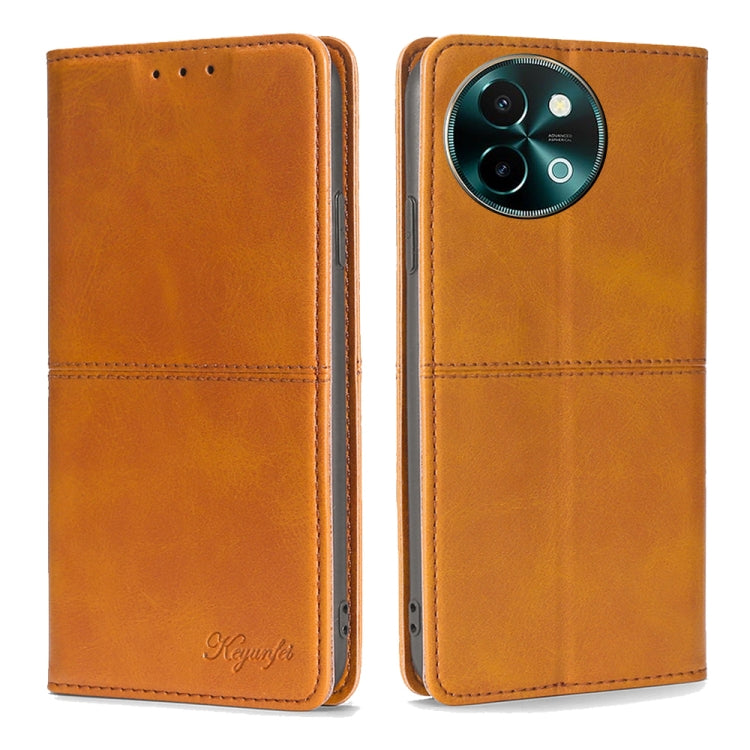 Custodia per telefono in pelle magnetica con trama di mucca, For vivo X100s, For vivo Y38 5G / T3x Global, For vivo V30e 5G Global, For vivo iQOO Z9x 5G