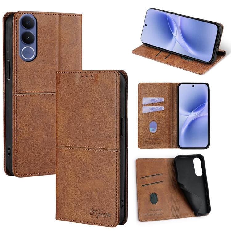 Custodia per telefono in pelle magnetica con trama di mucca, For vivo X300s 5G, For vivo V70 FE 5G, For vivo Y05 4G, For vivo Y500i 5G
