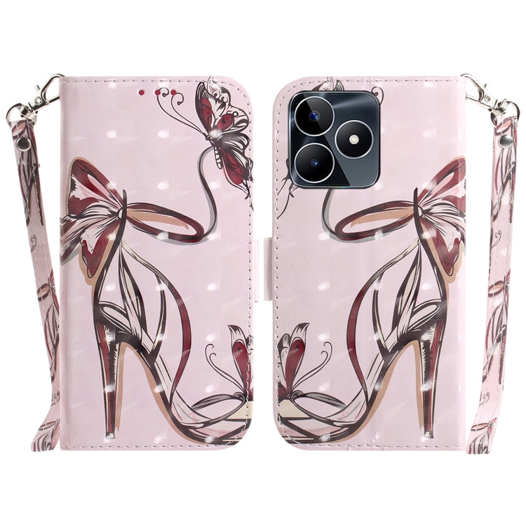 Custodia per telefono in pelle flip orizzontale colorata 3D, For Realme C53 / Narzo N53, For Realme C65 4G