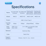 ORICO AM2C3-2N Contenitore doppio SSD M.2 NVMe USB-C