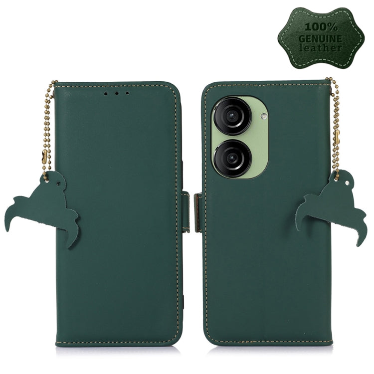 Custodia per telefono in pelle magnetica RFID in vera pelle, For Asus Zenfone 10 / Zenfone 9