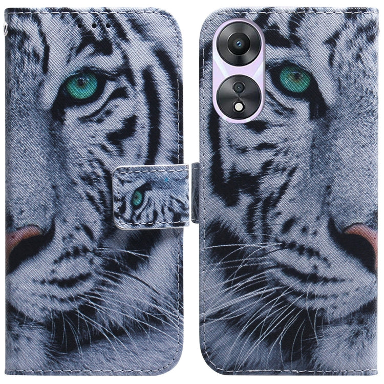 Custodia per cellulare in pelle flip con disegno colorato, For OPPO A38 4G / A18, For OPPO A58 4G