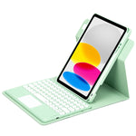 Custodia in pelle per tastiera Bluetooth girevole a 360 gradi con pulsante rotondo con touchpad, For iPad 10th Gen 10.9 2022, For iPad Air 2022 / iPad Pro 11 2021, For iPad 10.2 2021 / Air 2019