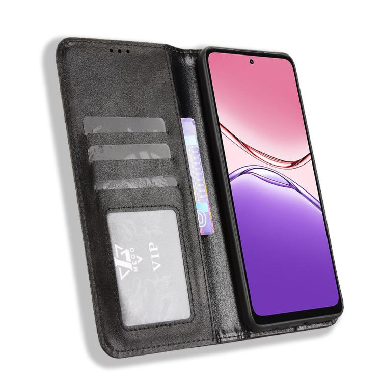 Custodia per telefono in pelle con trama retrò con fibbia magnetica, For OPPO A5 4G / 5G Global, For OPPO Reno14 5G Global, For OPPO K13 5G, For OPPO Find X8s+ 5G, For OPPO Find X8s 5G, For OPPO Find X8 Ultra 5G