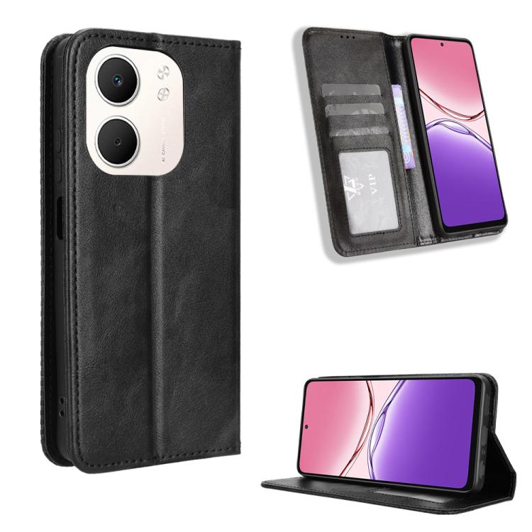 Custodia per telefono in pelle con trama retrò con fibbia magnetica, For OPPO A5 4G / 5G Global, For OPPO Reno14 5G Global, For OPPO K13 5G, For OPPO Find X8s+ 5G, For OPPO Find X8s 5G, For OPPO Find X8 Ultra 5G