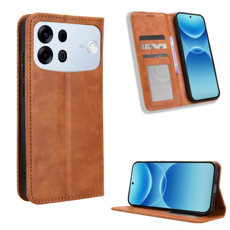 Custodia per telefono in pelle con trama retrò con fibbia magnetica, For OPPO Reno16 F 5G / Reno16 FS 5G, For OPPO Reno15 A / Reno15 F 5G, For OPPO Reno16 Pro 5G / Reno 16 5G Global, For OPPO F33 Pro 5G, For OPPO Find X9 Ultra 5G                       ...