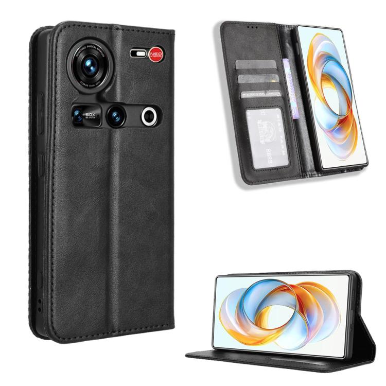 Custodia per telefono in pelle con trama retrò con fibbia magnetica, For ZTE Blade A35 Lite, For ZTE Blade V70 4G, For ZTE nubia Red Magic 10 Pro / 10 Pro+, For ZTE Blade V60 Design, For ZTE Blade A75 5G, For ZTE Blade A75 4G
