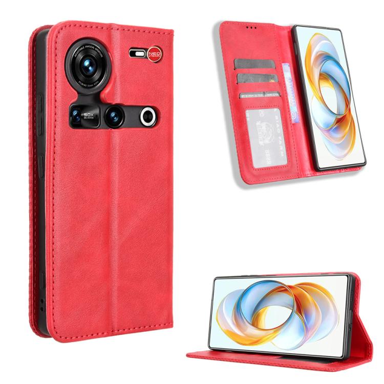 Custodia per telefono in pelle con trama retrò con fibbia magnetica, For ZTE Blade A35 Lite, For ZTE Blade V70 4G, For ZTE nubia Red Magic 10 Pro / 10 Pro+, For ZTE Blade V60 Design, For ZTE Blade A75 5G, For ZTE Blade A75 4G