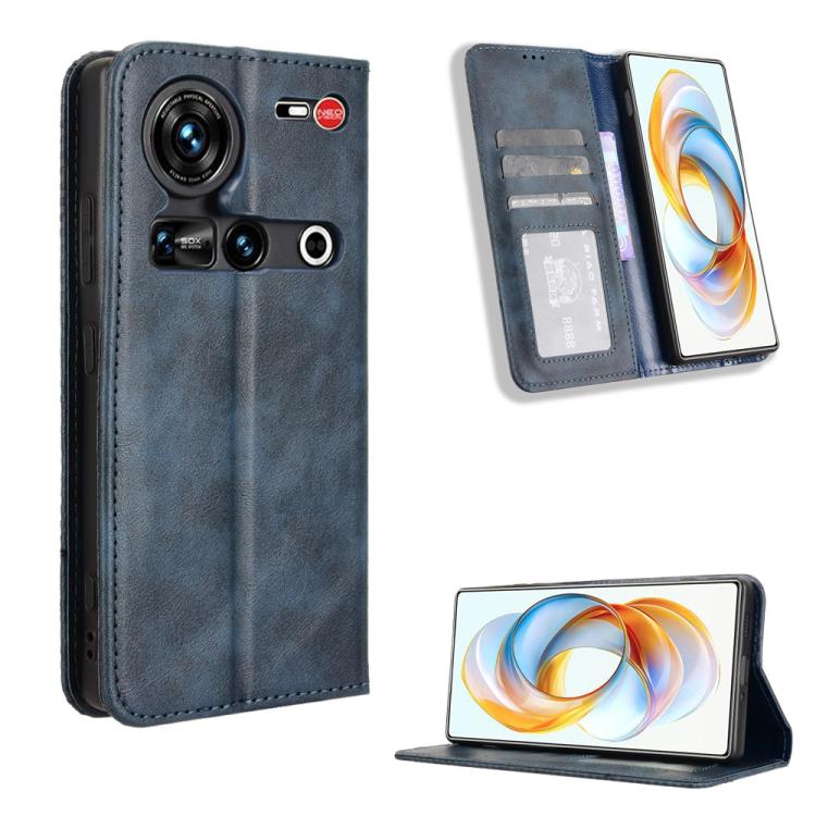 Custodia per telefono in pelle con trama retrò con fibbia magnetica, For ZTE Blade A35 Lite, For ZTE Blade V70 4G, For ZTE nubia Red Magic 10 Pro / 10 Pro+, For ZTE Blade V60 Design, For ZTE Blade A75 5G, For ZTE Blade A75 4G