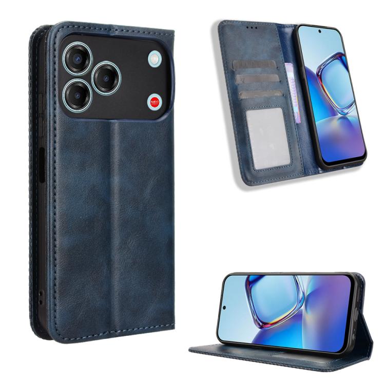 Custodia per telefono in pelle con trama retrò con fibbia magnetica, For ZTE nubia Air, For ZTE nubia Z80 Ultra, For ZTE nubia RedMagic 11 Pro / 11 Pro+, For ZTE Blade A76 4G, For ZTE Blade A76 5G, For ZTE Blade A36 4G