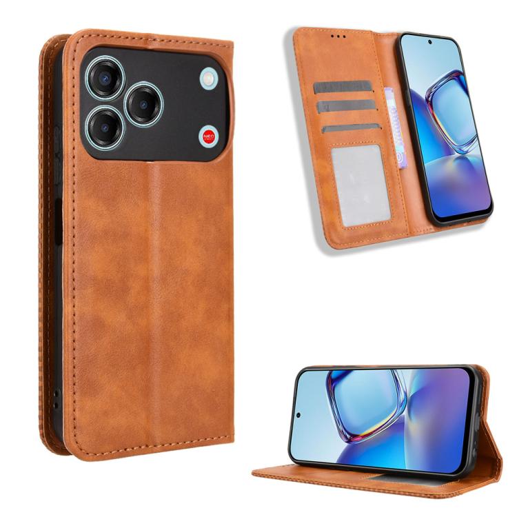 Custodia per telefono in pelle con trama retrò con fibbia magnetica, For ZTE nubia Air, For ZTE nubia Z80 Ultra, For ZTE nubia RedMagic 11 Pro / 11 Pro+, For ZTE Blade A76 4G, For ZTE Blade A76 5G, For ZTE Blade A36 4G