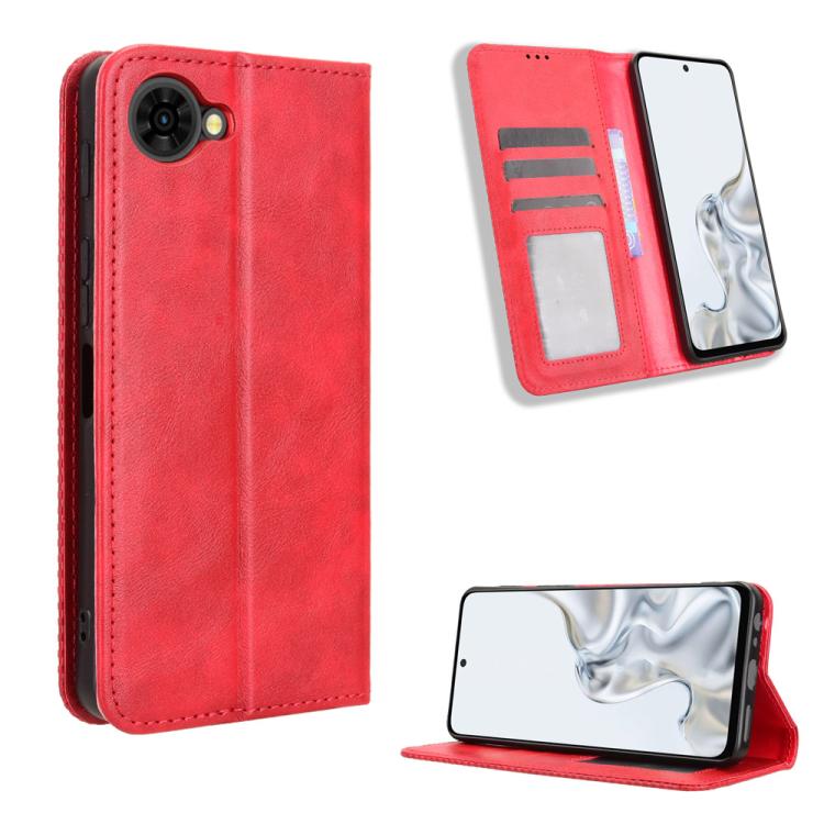 Custodia per telefono in pelle con trama retrò con fibbia magnetica, For ZTE nubia Air, For ZTE nubia Z80 Ultra, For ZTE nubia RedMagic 11 Pro / 11 Pro+, For ZTE Blade A76 4G, For ZTE Blade A76 5G, For ZTE Blade A36 4G