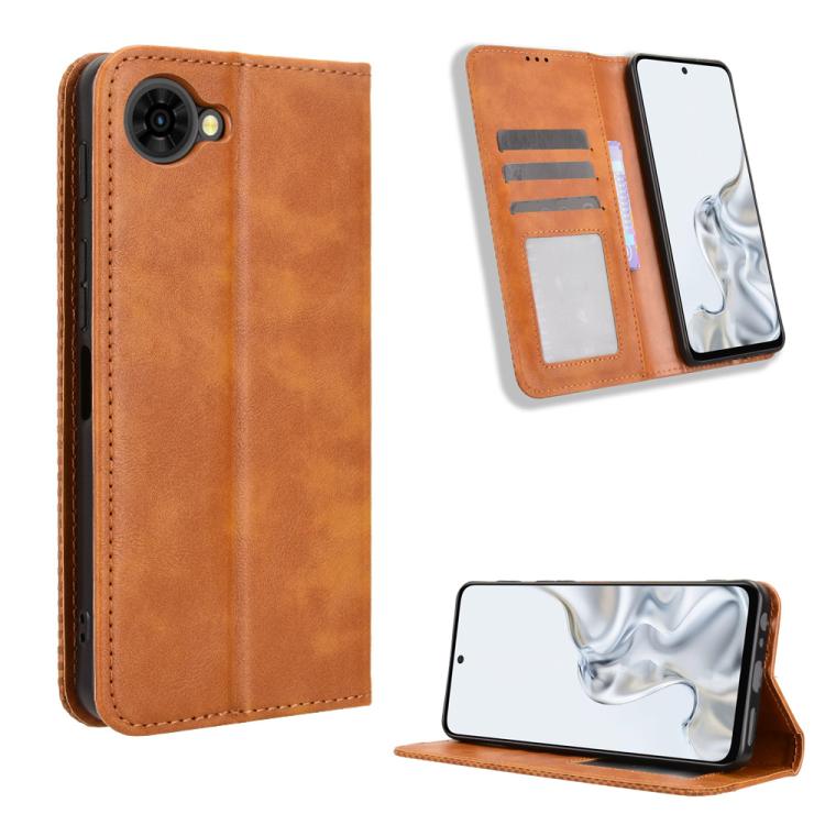 Custodia per telefono in pelle con trama retrò con fibbia magnetica, For ZTE nubia Air, For ZTE nubia Z80 Ultra, For ZTE nubia RedMagic 11 Pro / 11 Pro+, For ZTE Blade A76 4G, For ZTE Blade A76 5G, For ZTE Blade A36 4G