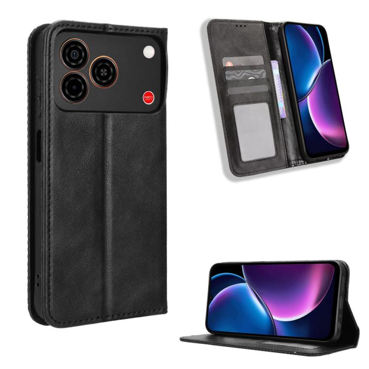 Custodia per telefono in pelle con trama retrò con fibbia magnetica, For ZTE Kantan Sumaho5 A601ZT, For ZTE nubia Neo 5 Pro 5G, For ZTE nubia Neo 5 5G, For ZTE nubia P9 Pro 5G / Optus X Pro 2 5G, For ZTE nubia Neo 5 GT 5G, For ZTE Optus X Value 5G