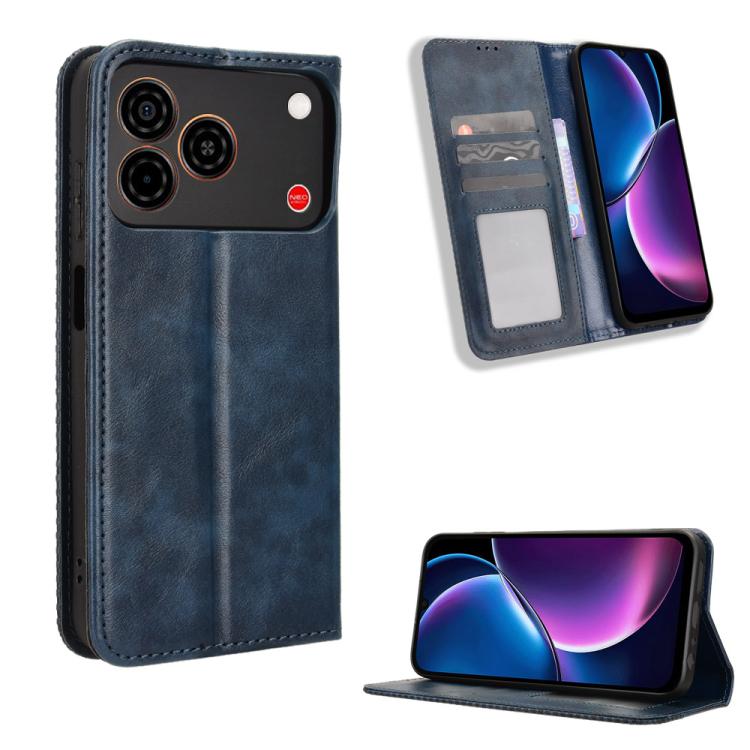 Custodia per telefono in pelle con trama retrò con fibbia magnetica, For ZTE Kantan Sumaho5 A601ZT, For ZTE nubia Neo 5 Pro 5G, For ZTE nubia Neo 5 5G, For ZTE nubia P9 Pro 5G / Optus X Pro 2 5G, For ZTE nubia Neo 5 GT 5G, For ZTE Optus X Value 5G