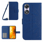 Skin Feel Custodia per telefono in pelle con flip in rilievo Sun Flower con cordino, For OPPO Reno11 F 5G/F25 Pro 5G, For OPPO A18 / A38 4G