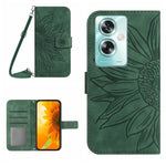 Skin Feel Custodia per telefono in pelle con flip in rilievo Sun Flower con cordino, For OPPO A59 5G