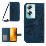 Skin Feel Custodia per telefono in pelle con flip in rilievo Sun Flower con cordino, For OPPO A59 5G