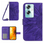 Skin Feel Custodia per telefono in pelle con flip in rilievo Sun Flower con cordino, For OPPO Reno11 F 5G/F25 Pro 5G, For OPPO A18 / A38 4G