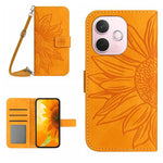Skin Feel Custodia per telefono in pelle con flip in rilievo Sun Flower con cordino, For OPPO A5 Pro 5G Global, For OPPO Reno13 Pro Global