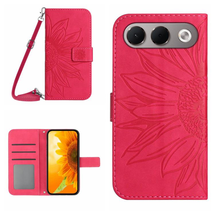 Skin Feel Custodia per telefono in pelle con flip in rilievo Sun Flower con cordino, For OPPO A7 Pro 5G, For OPPO Find X10 5G