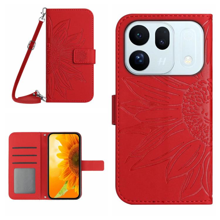 Skin Feel Custodia per telefono in pelle con flip in rilievo Sun Flower con cordino, For OPPO A7 Pro 5G, For OPPO Find X10 5G