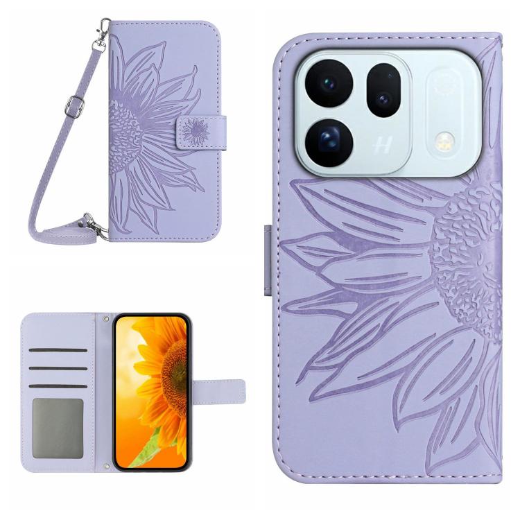 Skin Feel Custodia per telefono in pelle con flip in rilievo Sun Flower con cordino, For OPPO A7 Pro 5G, For OPPO Find X10 5G
