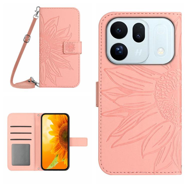 Skin Feel Custodia per telefono in pelle con flip in rilievo Sun Flower con cordino, For OPPO A7 Pro 5G, For OPPO Find X10 5G
