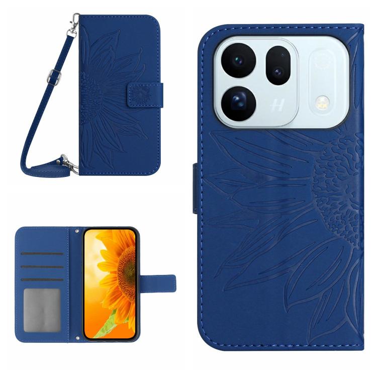 Skin Feel Custodia per telefono in pelle con flip in rilievo Sun Flower con cordino, For OPPO A7 Pro 5G, For OPPO Find X10 5G