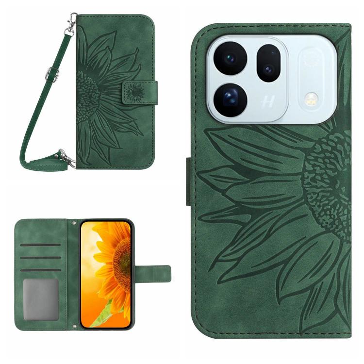 Skin Feel Custodia per telefono in pelle con flip in rilievo Sun Flower con cordino, For OPPO A7 Pro 5G, For OPPO Find X10 5G