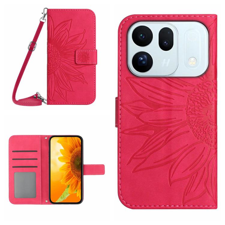 Skin Feel Custodia per telefono in pelle con flip in rilievo Sun Flower con cordino, For OPPO A7 Pro 5G, For OPPO Find X10 5G