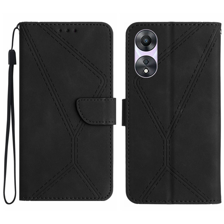 Custodia per telefono in pelle goffrata con cuciture, For OPPO Reno11 F 5G/F25 Pro 5G, For OPPO A18 / A38 4G, For OPPO A58 4G, For OPPO Reno10 Global / Reno10 Pro Global