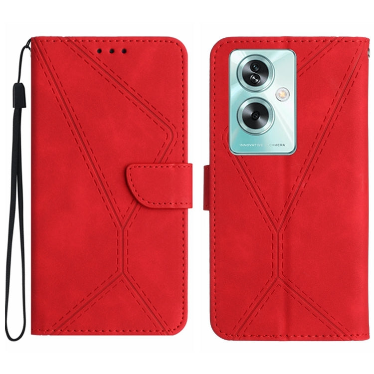 Custodia per telefono in pelle goffrata con cuciture, For OPPO A59 5G