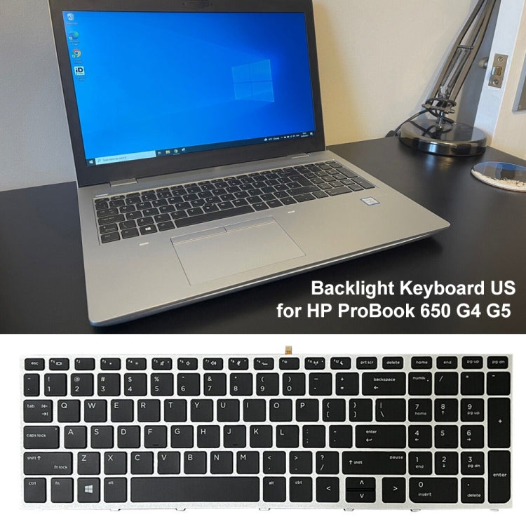 Tastiera retroilluminata con cornice argento per HP ProBook 650 G