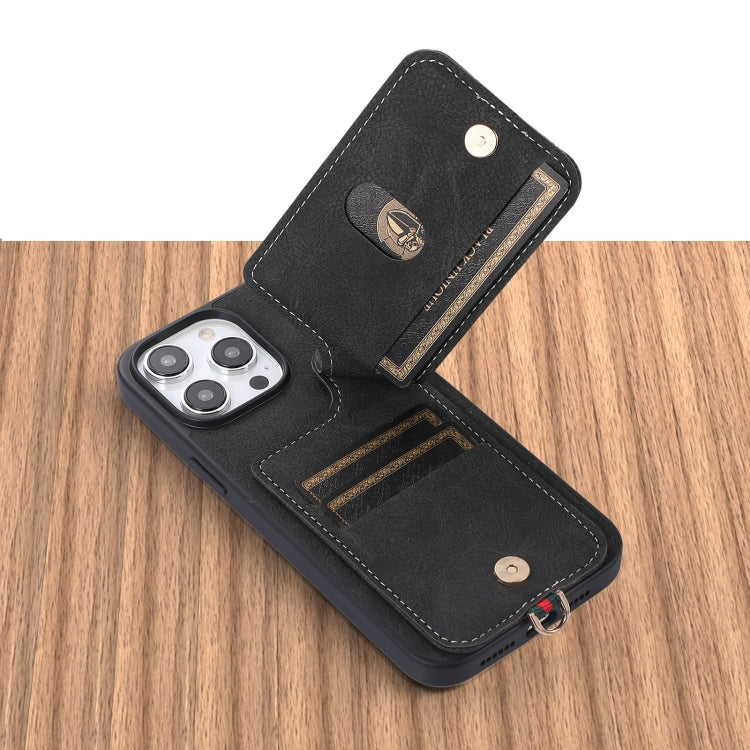 ABEEL Litchi Texture Card Bag Custodia per cellulare in PU, For iPhone 14 Pro, For iPhone 14 Pro Max