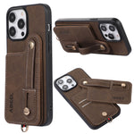 ABEEL Litchi Texture Card Bag Custodia per cellulare in PU, For iPhone 14 Pro, For iPhone 14 Pro Max