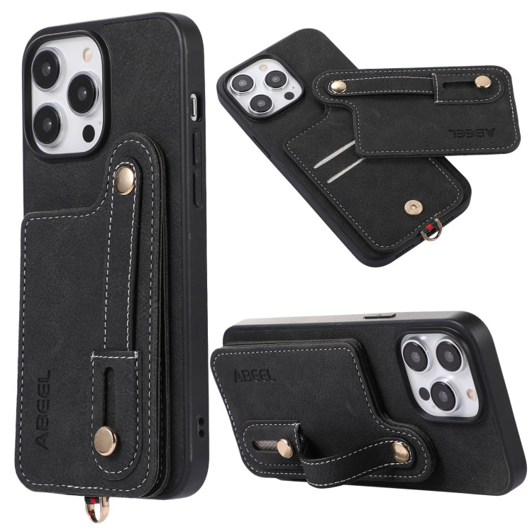 ABEEL Litchi Texture Card Bag Custodia per cellulare in PU, For iPhone 14 Pro, For iPhone 14 Pro Max