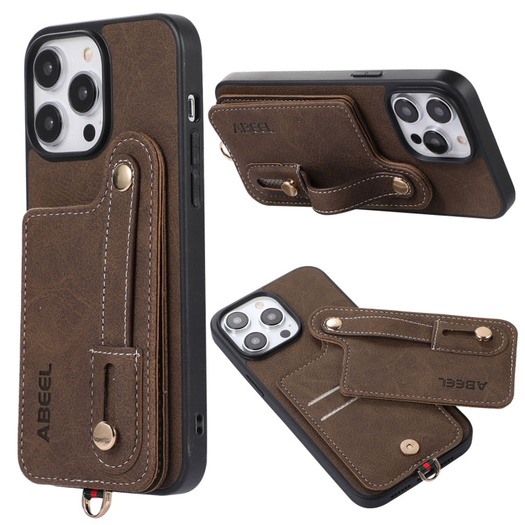 ABEEL Litchi Texture Card Bag Custodia per cellulare in PU, For iPhone 14 Pro, For iPhone 14 Pro Max