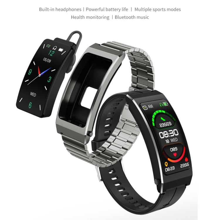 K13S Schermo TFT da 1,14 pollici Cinturino in pelle Smart Calling Bracciale Supporta la gestione del sonno/Monitoraggio dell'ossigeno nel sangue, Leather Strap