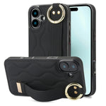 Custodia per telefono in PU con anello a copertura totale antiscivolo con cinturino, For iPhone 16 Pro Max, For iPhone 16 Pro, For iPhone 16 Plus