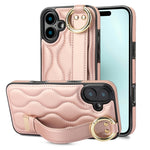 Custodia per telefono in PU con anello a copertura totale antiscivolo con cinturino, For iPhone 16 Pro Max, For iPhone 16 Pro, For iPhone 16 Plus