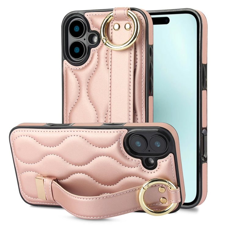 Custodia per telefono in PU con anello a copertura totale antiscivolo con cinturino, For iPhone 16 Pro Max, For iPhone 16 Pro, For iPhone 16 Plus