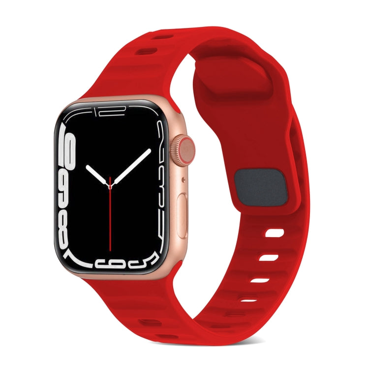 Cinturino in silicone a strisce con fibbia quadrata, For Apple Watch Series 7 45mm