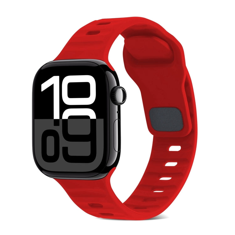 Cinturino in silicone a strisce con fibbia quadrata, For Apple Watch Series 10 46mm