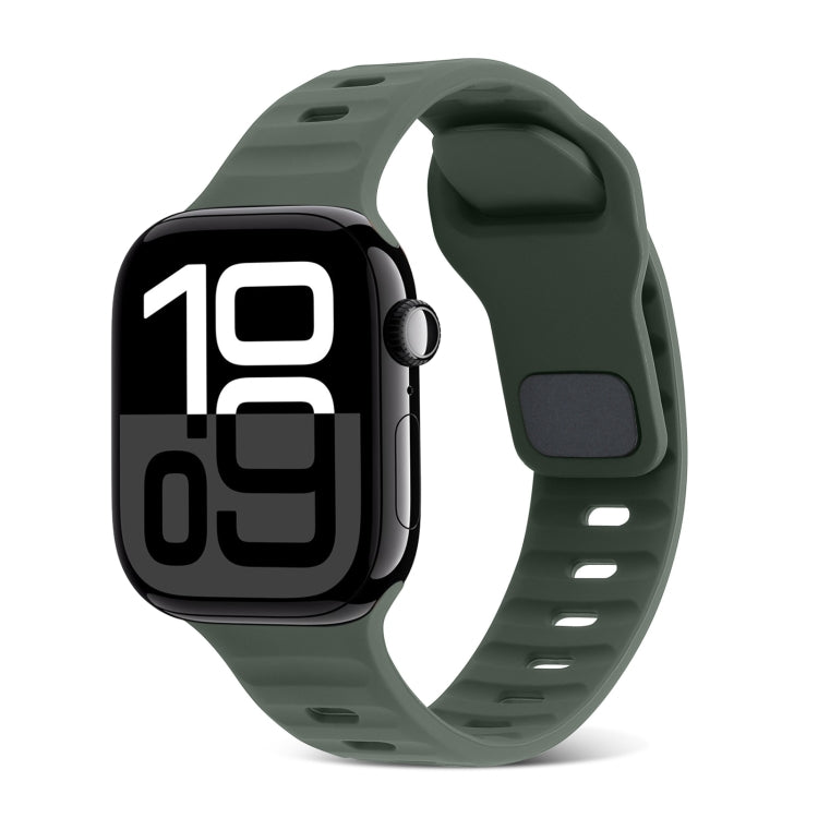 Cinturino in silicone a strisce con fibbia quadrata, For Apple Watch Series 10 46mm
