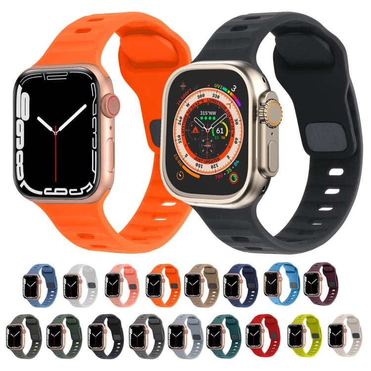 Cinturino in silicone a strisce con fibbia quadrata, For Apple Watch Series 9 45mm