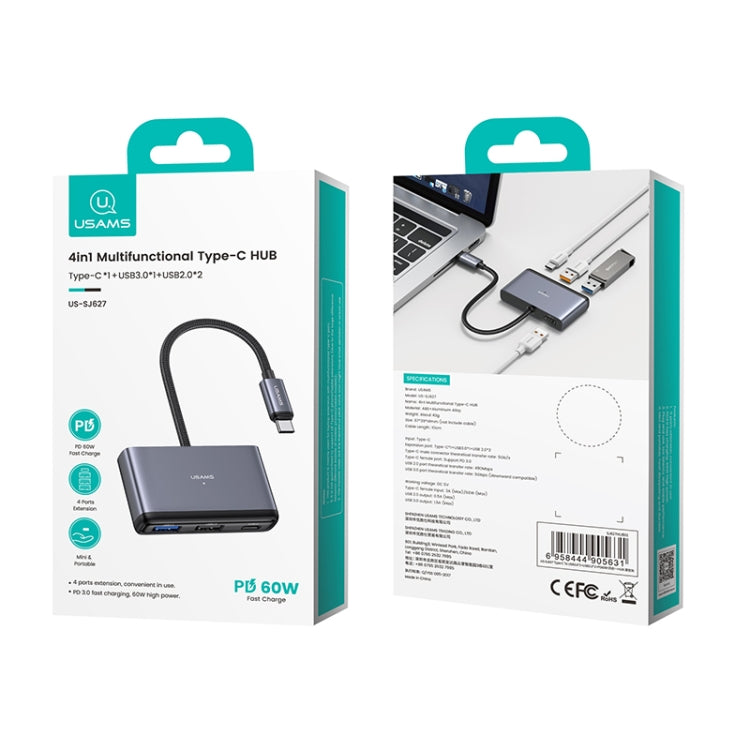 USAMS HUB docking station USB-C 4 in 1 con PD 60W