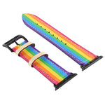 Cinturino in pelle arcobaleno per Apple Watch compatibile