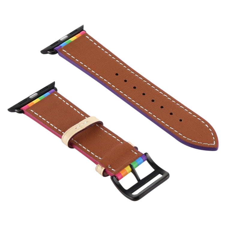 Cinturino in pelle arcobaleno per Apple Watch compatibile
